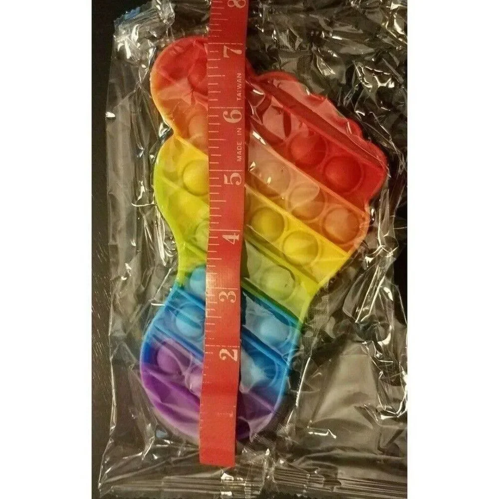 Fidget Toy Big Foot Footprint Push Pop Bubble Rainbow Silicone Sensory